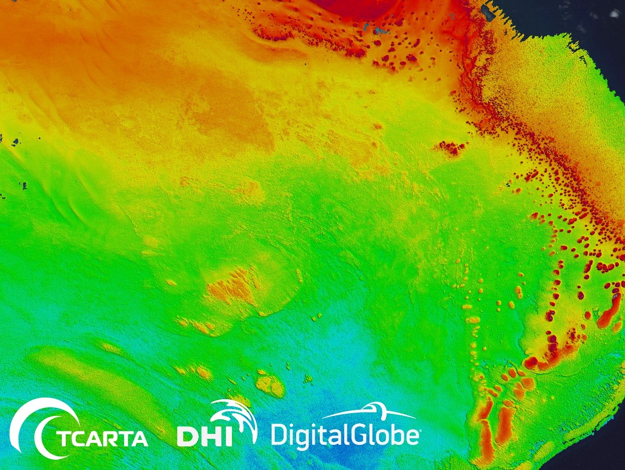 Example of 2m Bathymetry data available through The Bathymetrics Data Portal © DHI, TCarta, DigitalGlobe